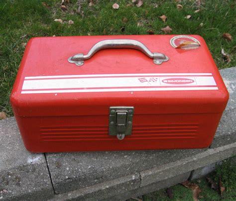 Vintage Red Metal Tool Box for sale 